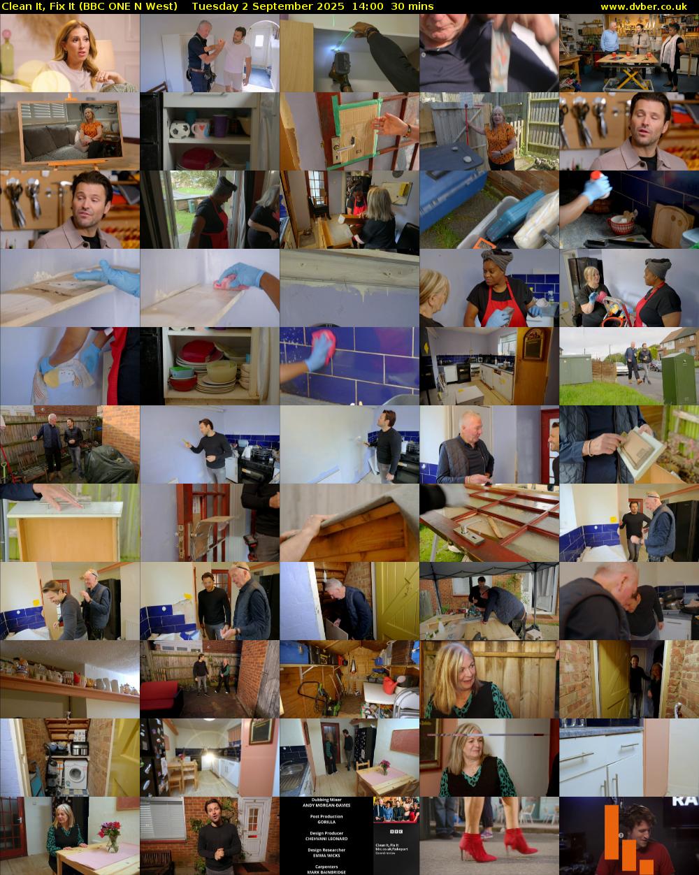 Clean It, Fix It (BBC ONE N West) Tuesday 2 September 2025 14:00 - 14:30