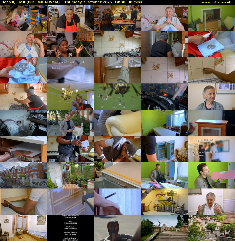 Clean It, Fix It (BBC ONE N West) Thursday 2 October 2025 14:00 - 14:30