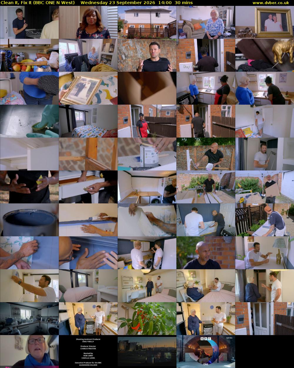 Clean It, Fix It (BBC ONE N West) Wednesday 23 September 2026 14:00 - 14:30