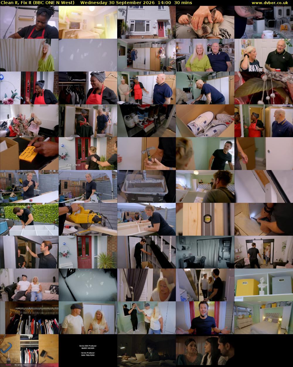 Clean It, Fix It (BBC ONE N West) Wednesday 30 September 2026 14:00 - 14:30