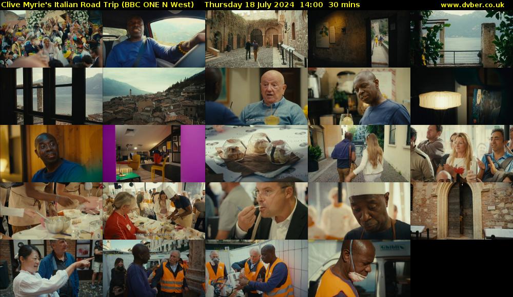 Clive Myrie's Italian Road Trip (BBC ONE N West) Thursday 18 July 2024 14:00 - 14:30