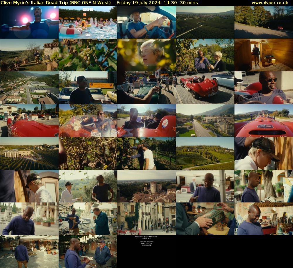 Clive Myrie's Italian Road Trip (BBC ONE N West) Friday 19 July 2024 14:30 - 15:00