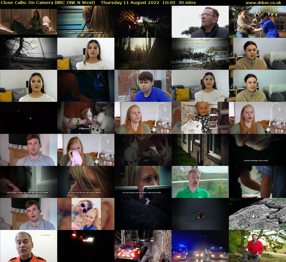 Close Calls: On Camera (BBC ONE N West) Thursday 11 August 2022 10:00 - 10:30