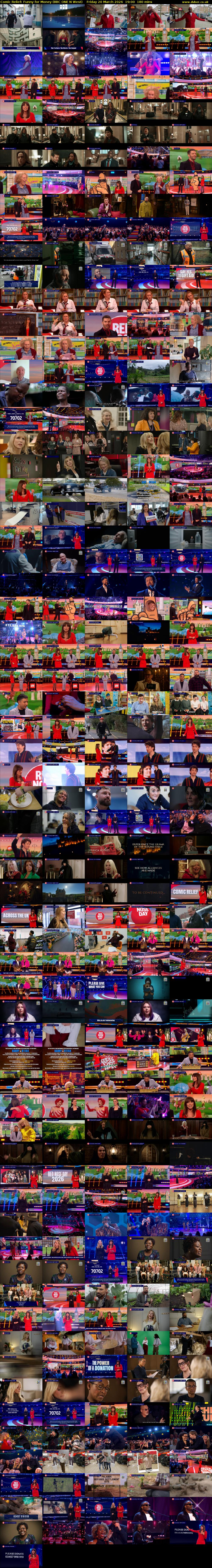 Comic Relief: Funny for Money (BBC ONE N West) Friday 20 March 2026 19:00 - 22:00