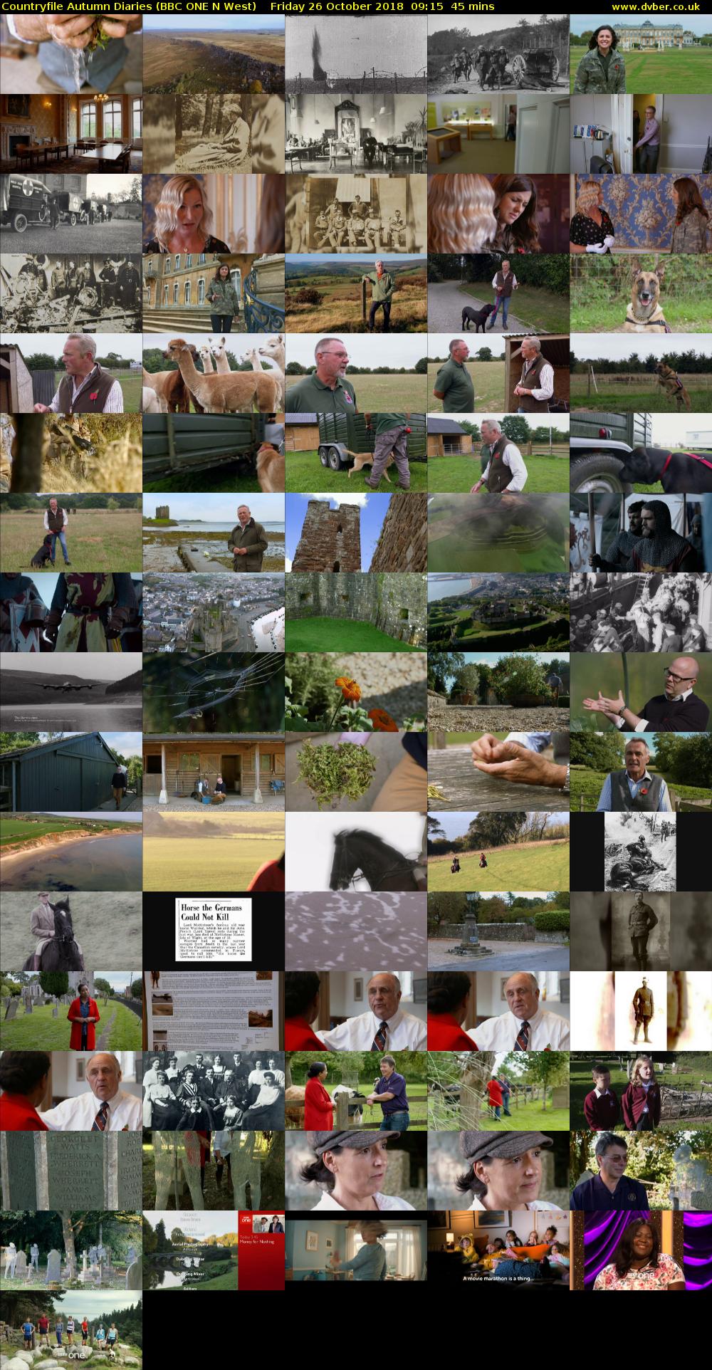 Countryfile Autumn Diaries (BBC ONE N West) Friday 26 October 2018 09:15 - 10:00