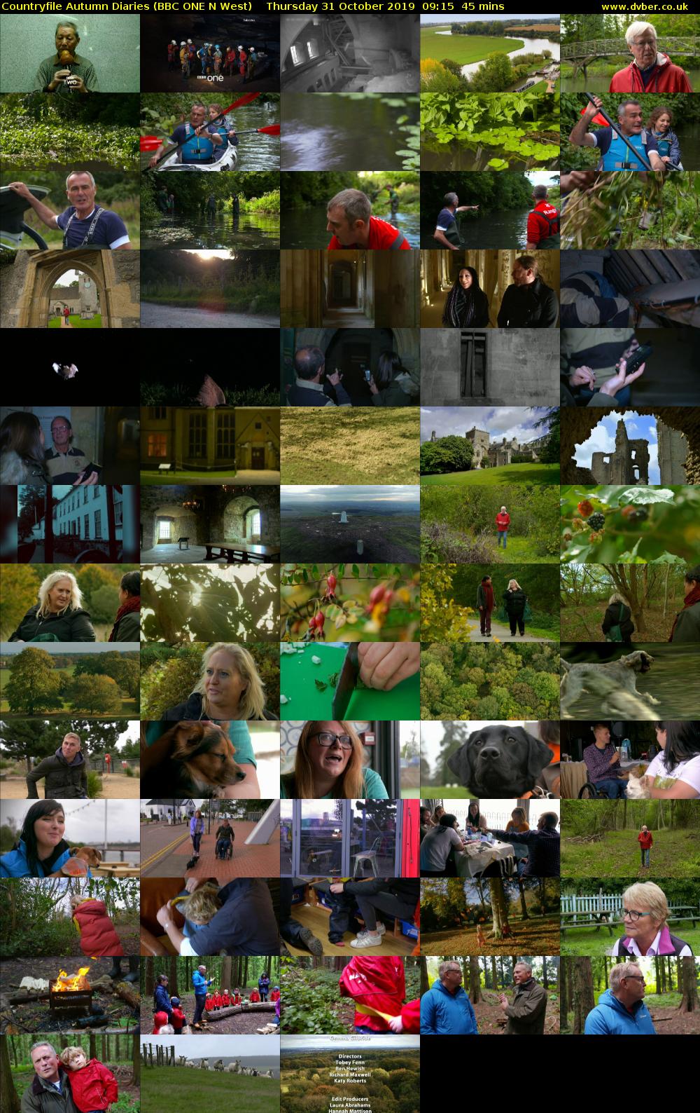 Countryfile Autumn Diaries (BBC ONE N West) Thursday 31 October 2019 09:15 - 10:00