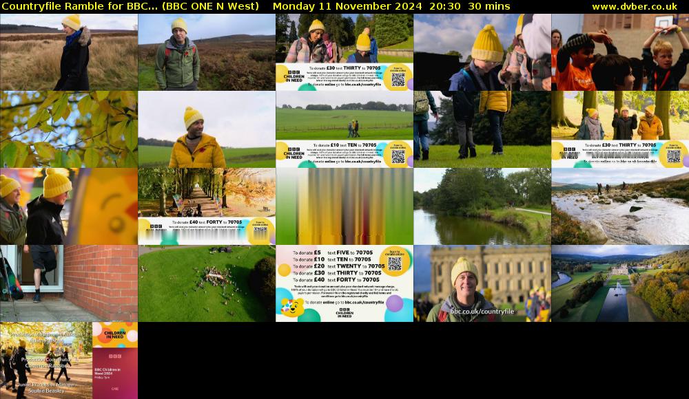 Countryfile Ramble for BBC... (BBC ONE N West) Monday 11 November 2024 20:30 - 21:00