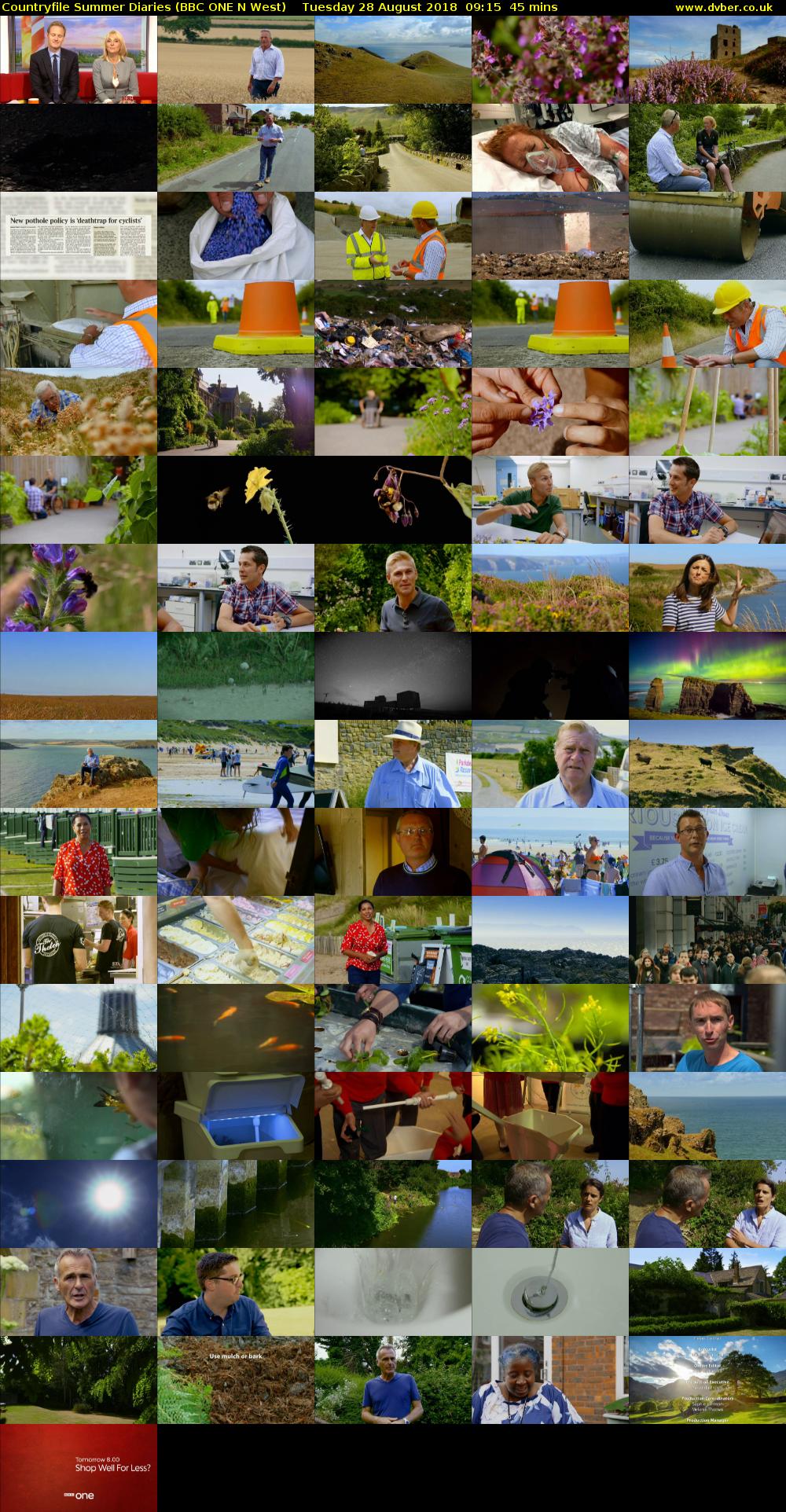 Countryfile Summer Diaries (BBC ONE N West) Tuesday 28 August 2018 09:15 - 10:00
