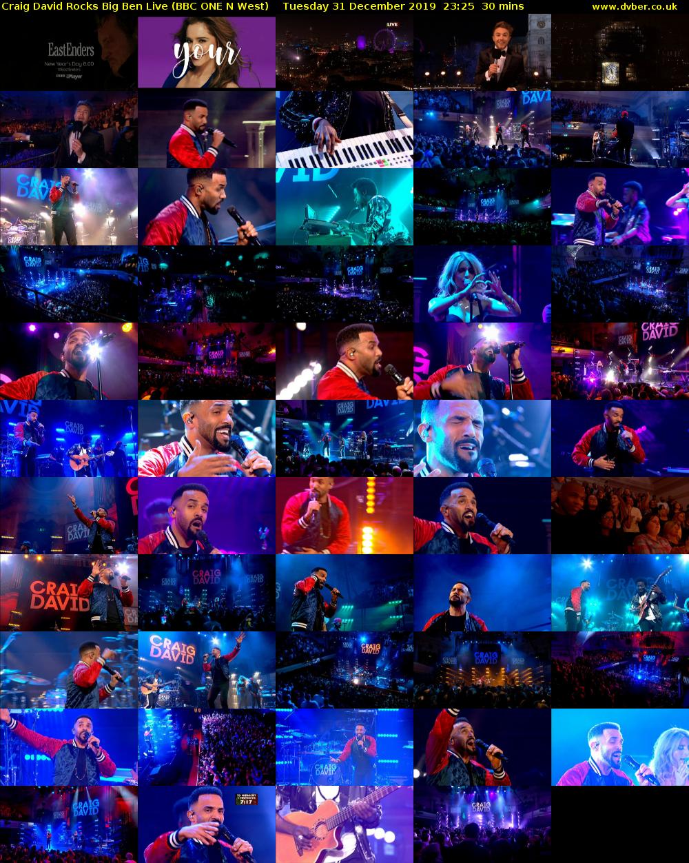 Craig David Rocks Big Ben Live (BBC ONE N West) Tuesday 31 December 2019 23:25 - 23:55