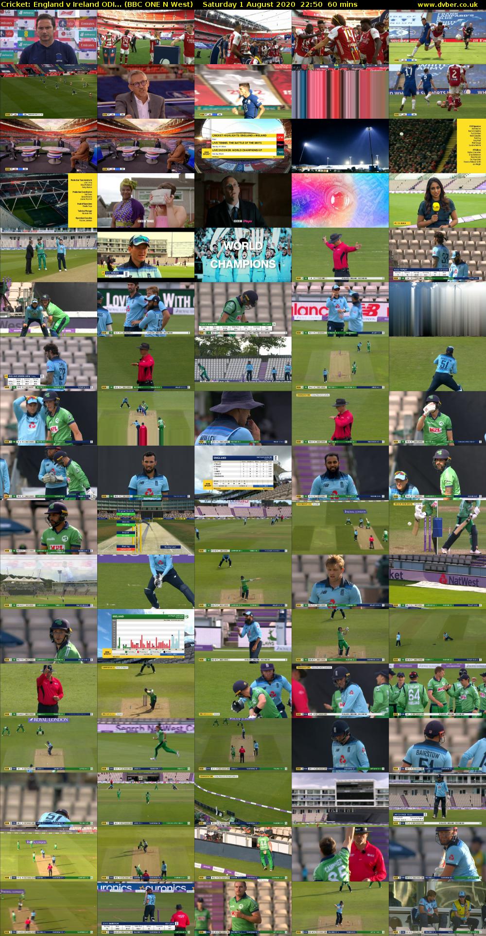 Cricket: England v Ireland ODI... (BBC ONE N West) Saturday 1 August 2020 22:50 - 23:50