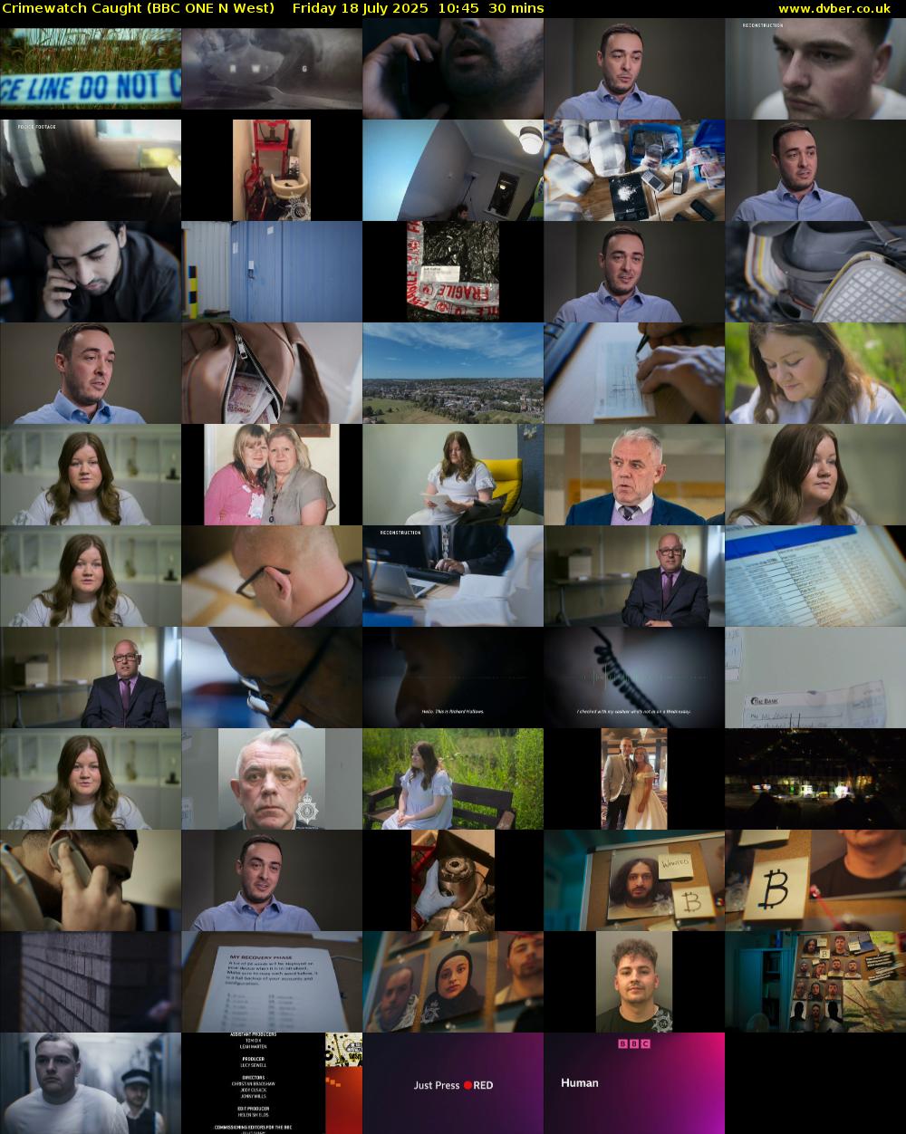 Crimewatch Caught (BBC ONE N West) Friday 18 July 2025 10:45 - 11:15