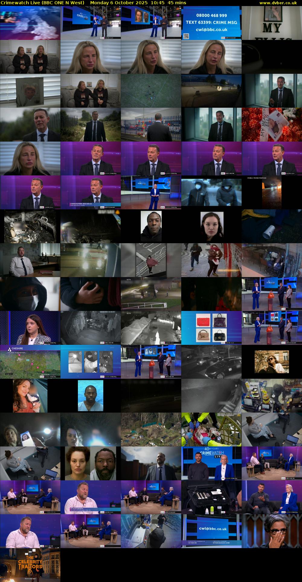 Crimewatch Live (BBC ONE N West) Monday 6 October 2025 10:45 - 11:30
