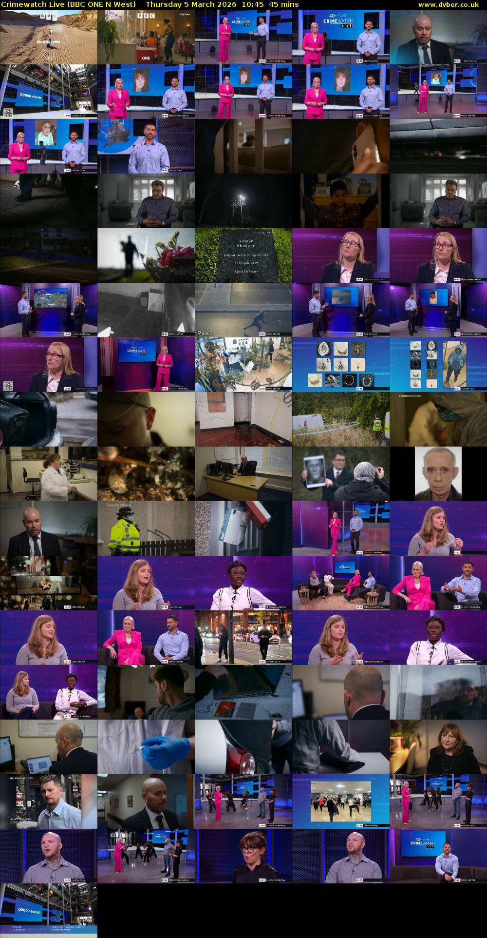 Crimewatch Live (BBC ONE N West) Thursday 5 March 2026 10:45 - 11:30