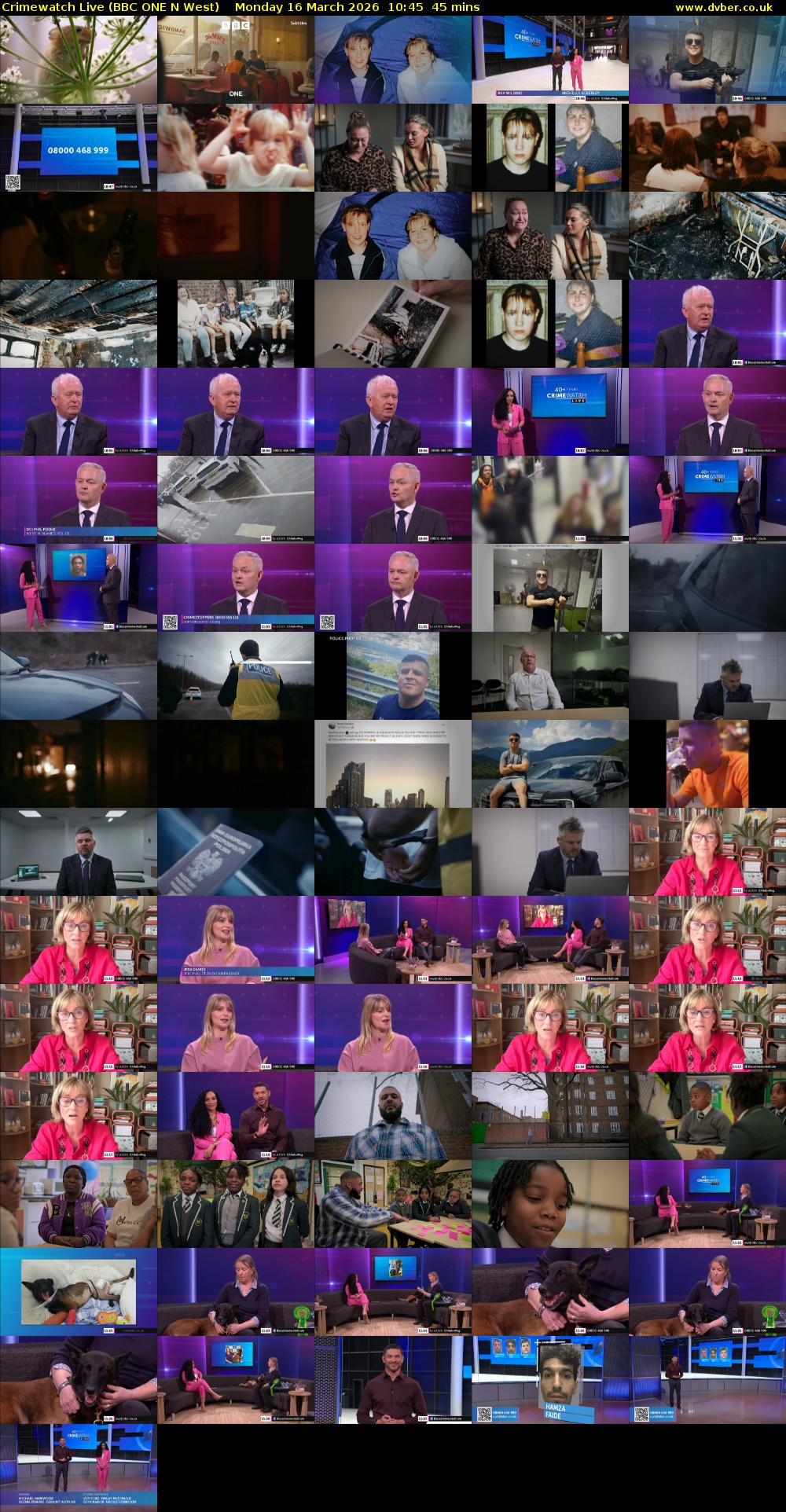 Crimewatch Live (BBC ONE N West) Monday 16 March 2026 10:45 - 11:30