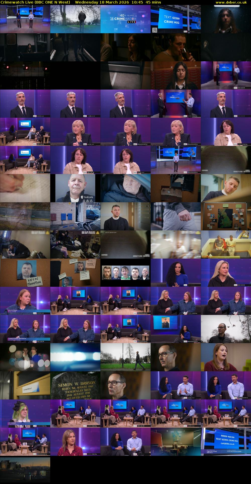 Crimewatch Live (BBC ONE N West) Wednesday 18 March 2026 10:45 - 11:30