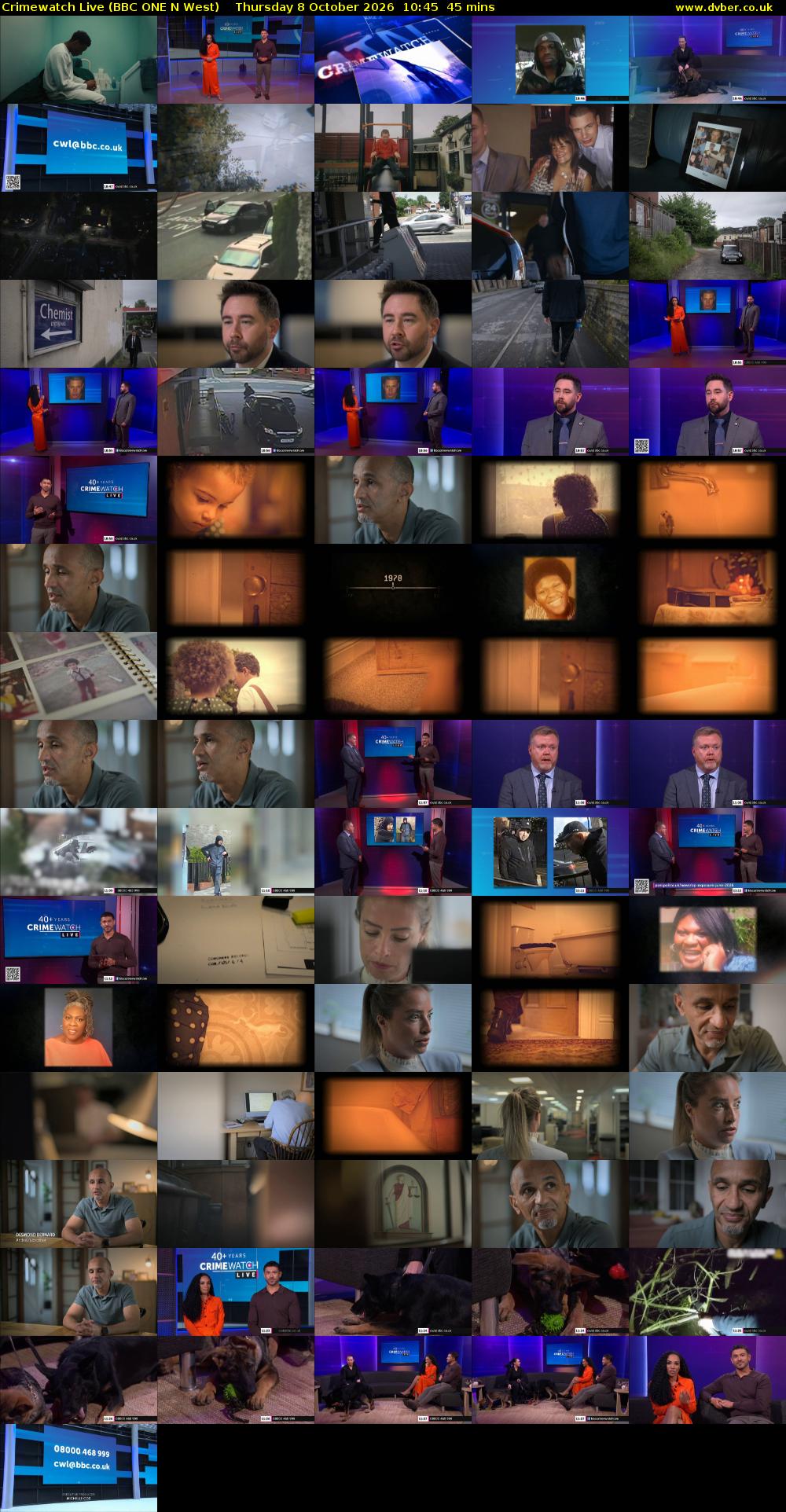 Crimewatch Live (BBC ONE N West) Thursday 8 October 2026 10:45 - 11:30