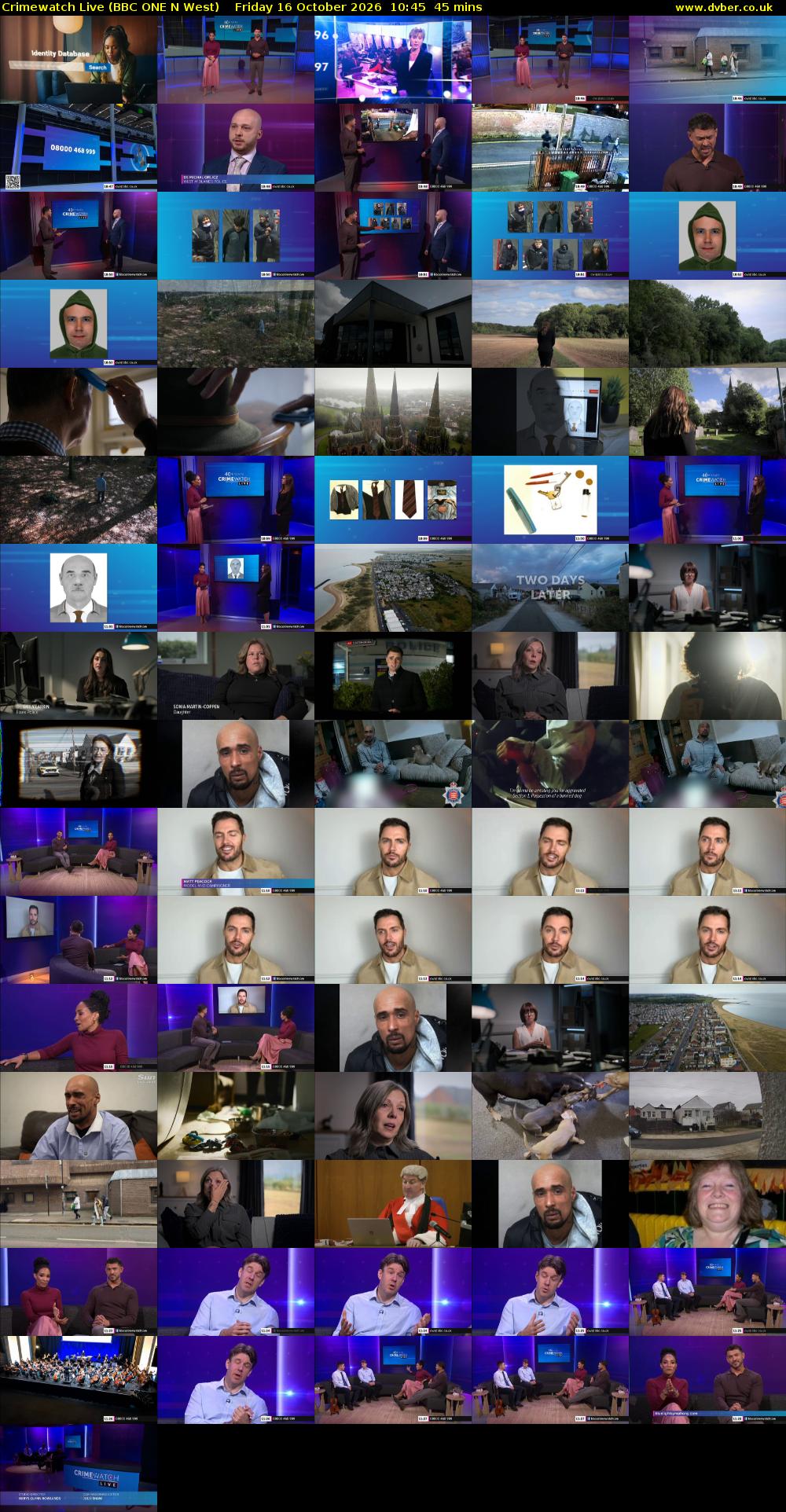 Crimewatch Live (BBC ONE N West) Friday 16 October 2026 10:45 - 11:30
