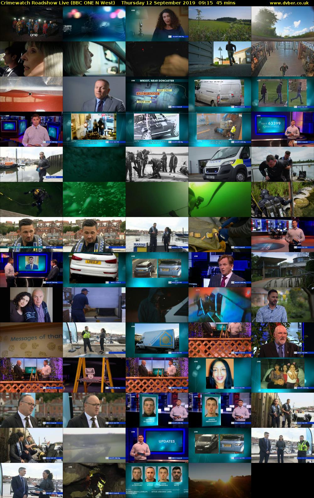 Crimewatch Roadshow Live (BBC ONE N West) Thursday 12 September 2019 09:15 - 10:00
