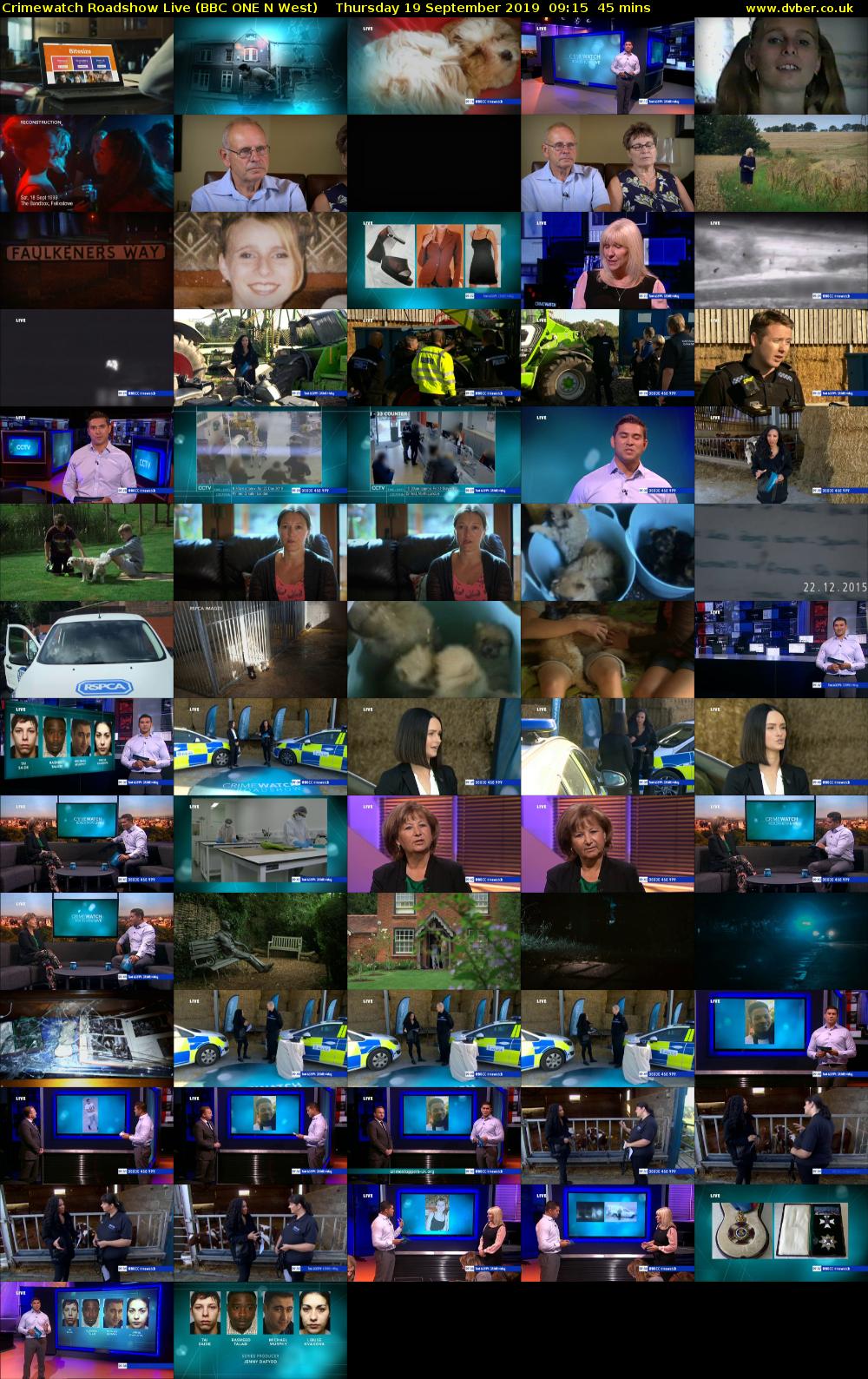 Crimewatch Roadshow Live (BBC ONE N West) Thursday 19 September 2019 09:15 - 10:00