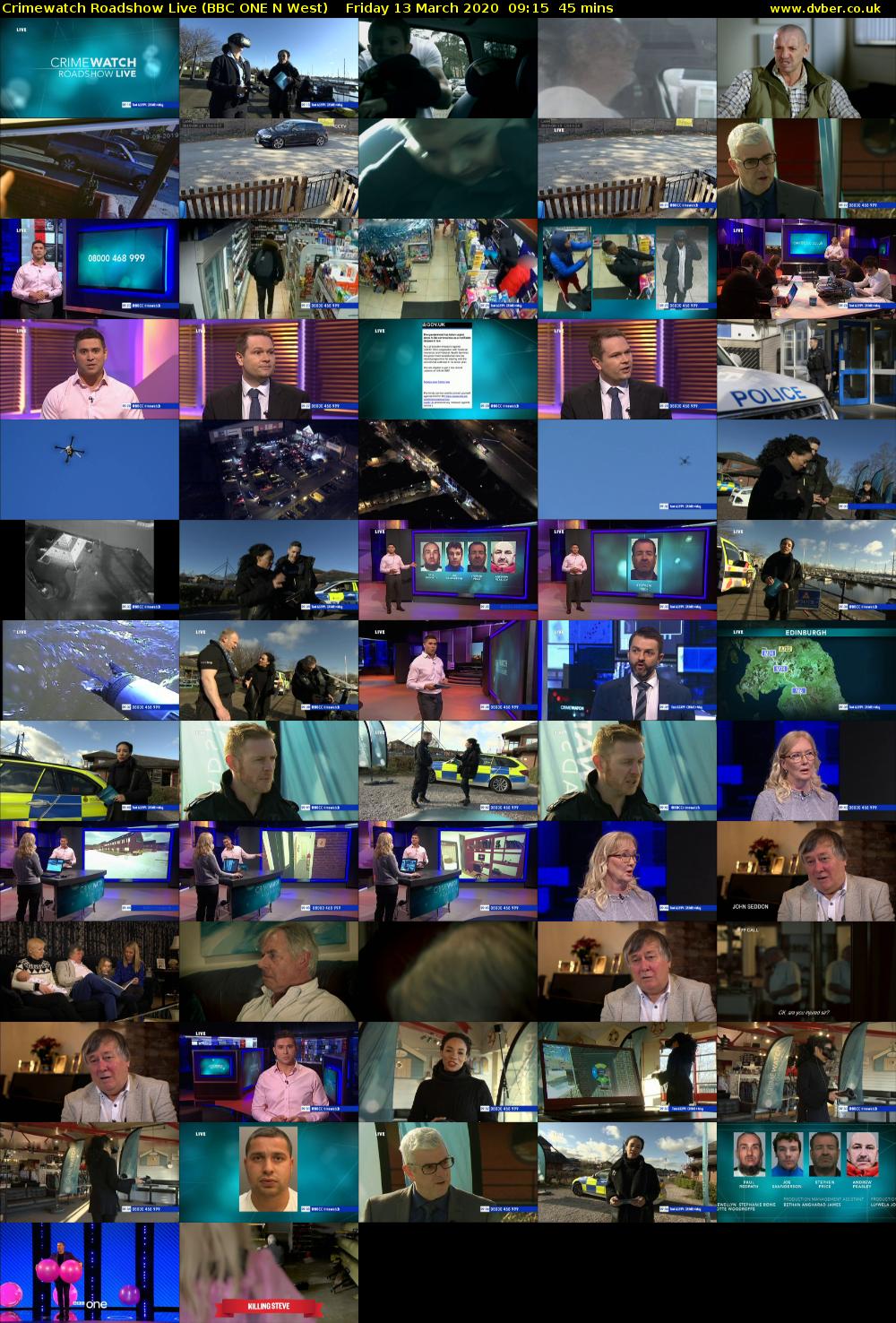 Crimewatch Roadshow Live (BBC ONE N West) Friday 13 March 2020 09:15 - 10:00