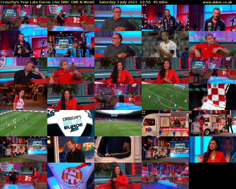 Crouchy's Year Late Euros: Live (BBC ONE N West) Saturday 3 July 2021 22:50 - 23:35