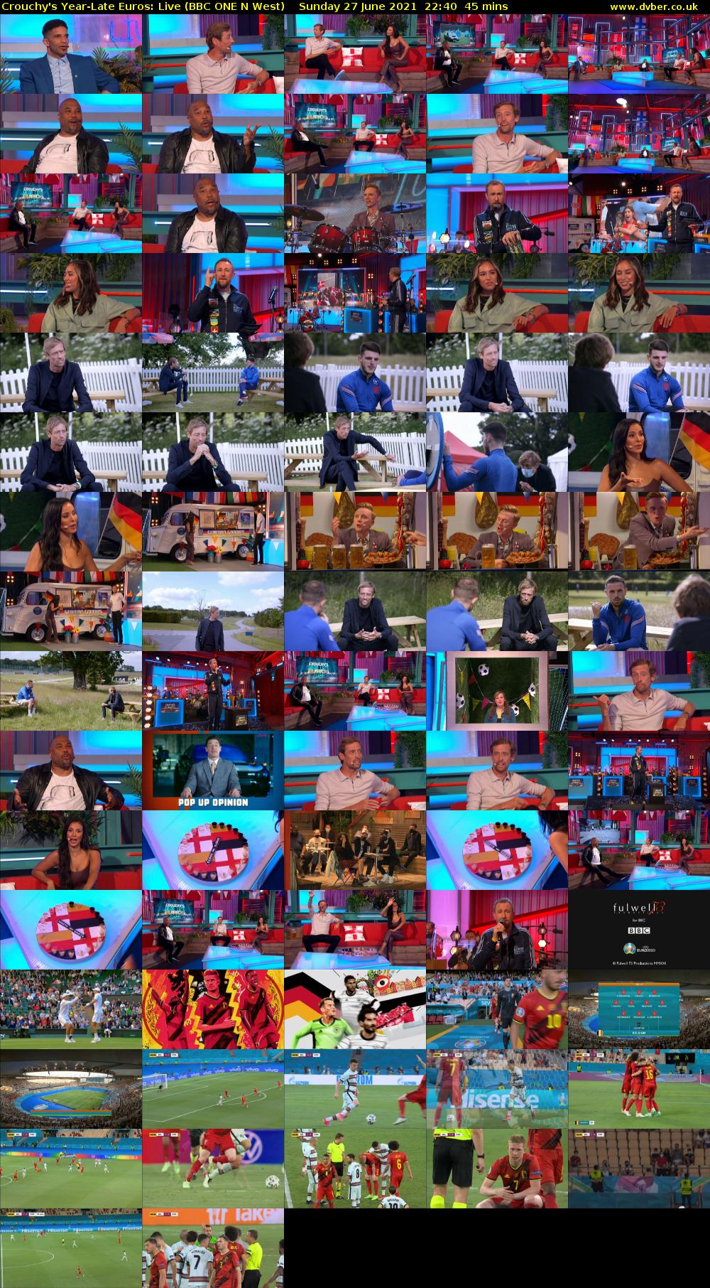 Crouchy's Year-Late Euros: Live (BBC ONE N West) Sunday 27 June 2021 22:40 - 23:25