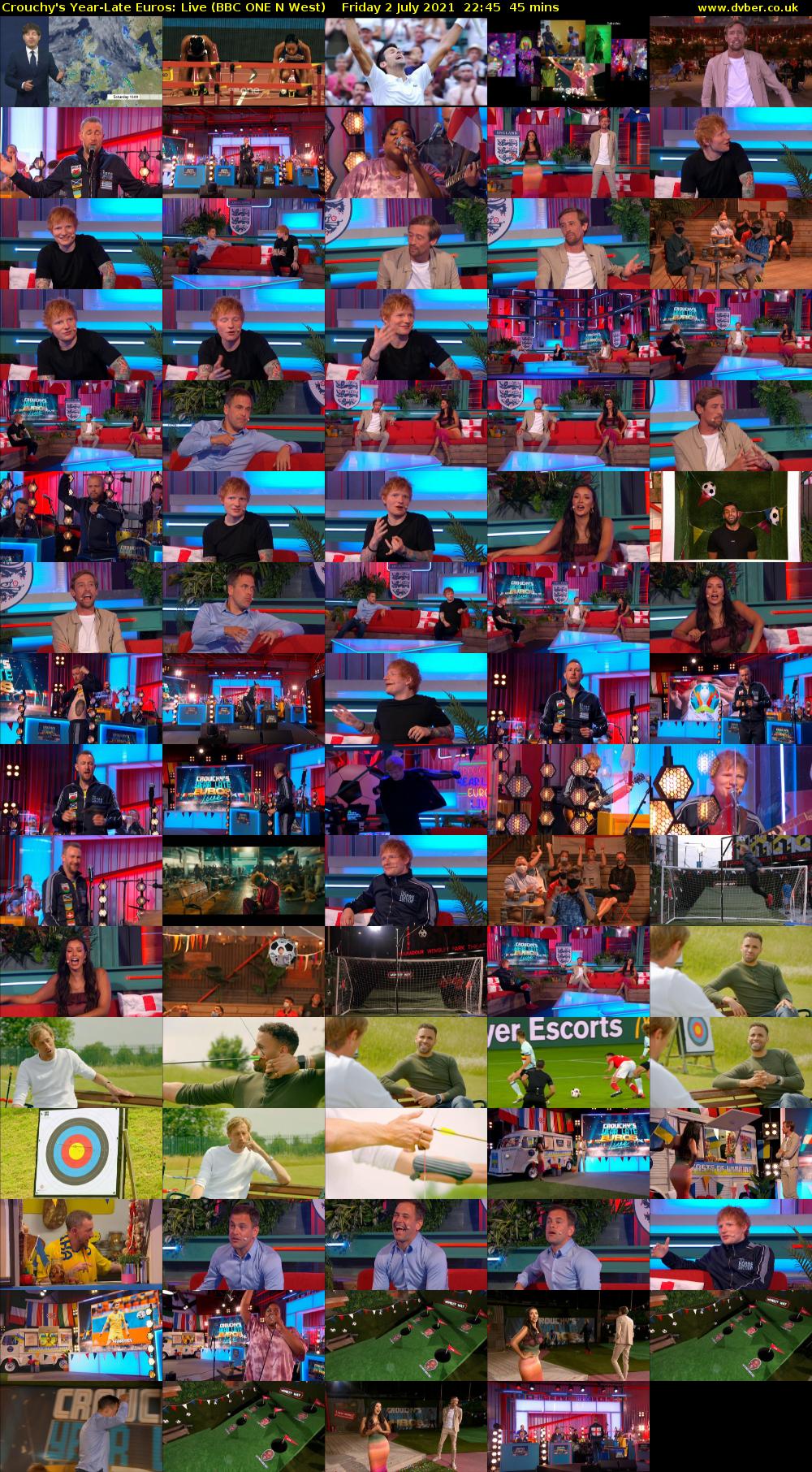 Crouchy's Year-Late Euros: Live (BBC ONE N West) Friday 2 July 2021 22:45 - 23:30