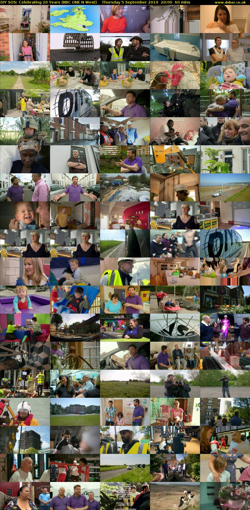 DIY SOS: Celebrating 20 Years (BBC ONE N West) Thursday 5 September 2019 20:00 - 21:00