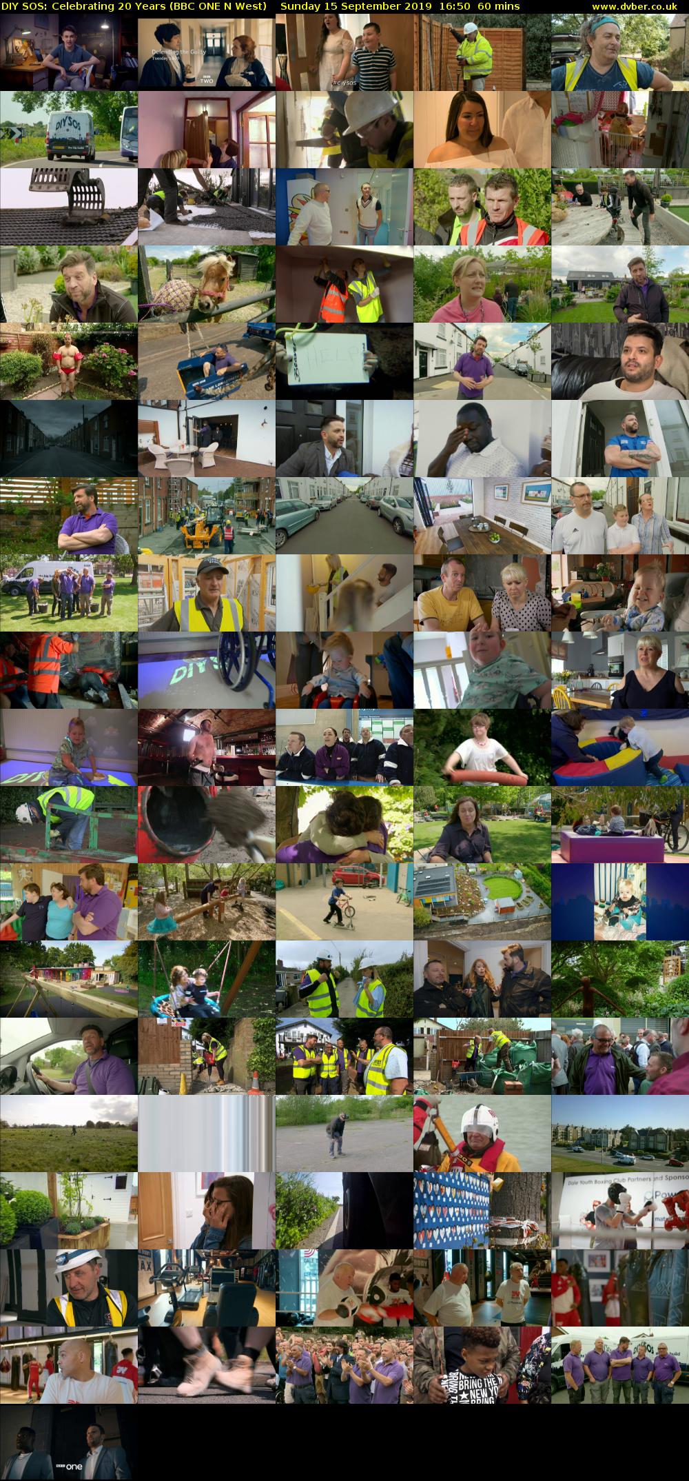 DIY SOS: Celebrating 20 Years (BBC ONE N West) Sunday 15 September 2019 16:50 - 17:50