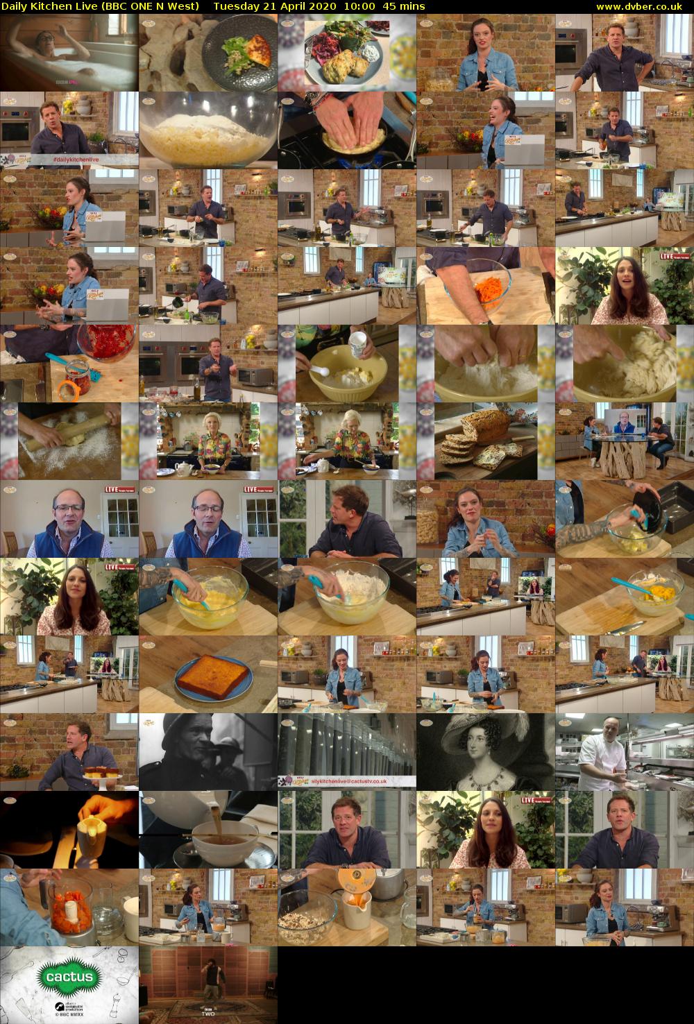 Daily Kitchen Live (BBC ONE N West) Tuesday 21 April 2020 10:00 - 10:45