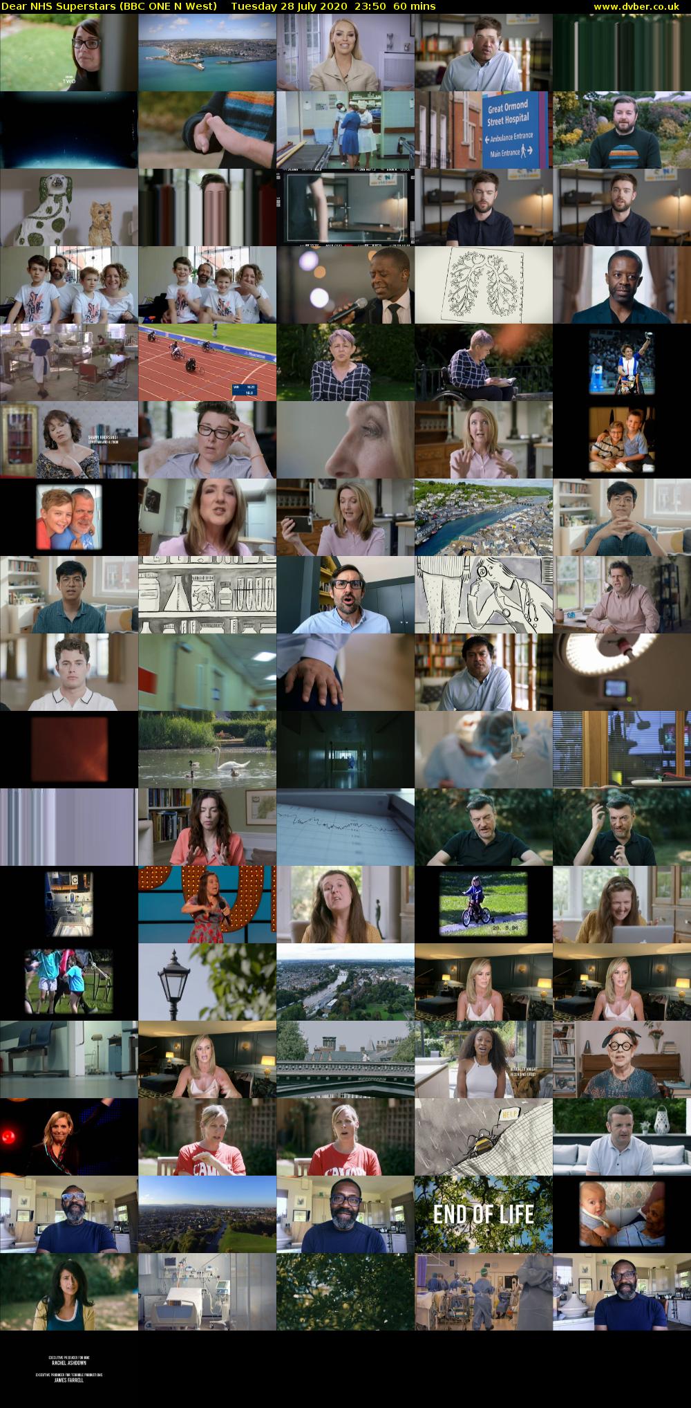 Dear NHS Superstars (BBC ONE N West) Tuesday 28 July 2020 23:50 - 00:50