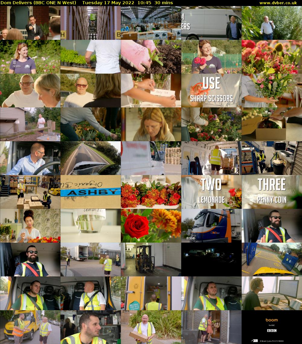 Dom Delivers (BBC ONE N West) Tuesday 17 May 2022 10:45 - 11:15