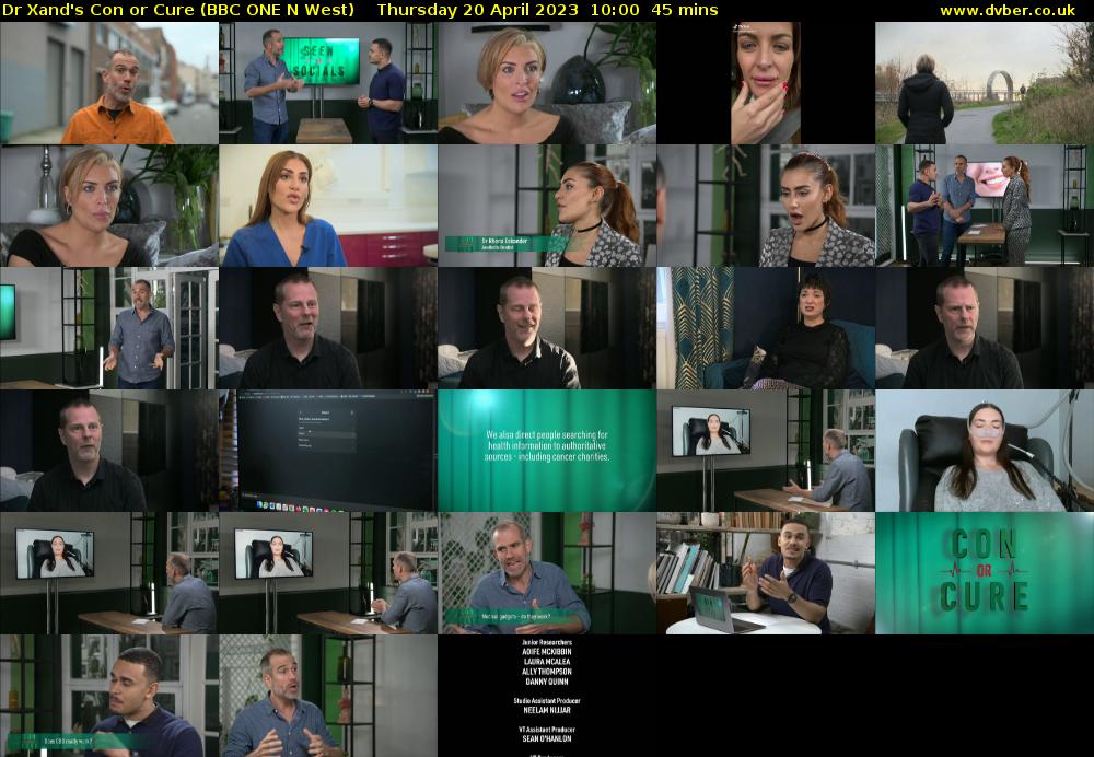 Dr Xand's Con or Cure (BBC ONE N West) Thursday 20 April 2023 10:00 - 10:45