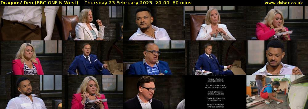 Dragons' Den (BBC ONE N West) Thursday 23 February 2023 20:00 - 21:00