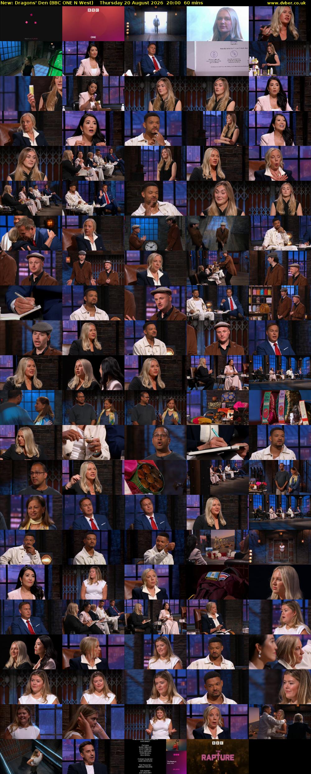 Dragons' Den (BBC ONE N West) Thursday 20 August 2026 20:00 - 21:00