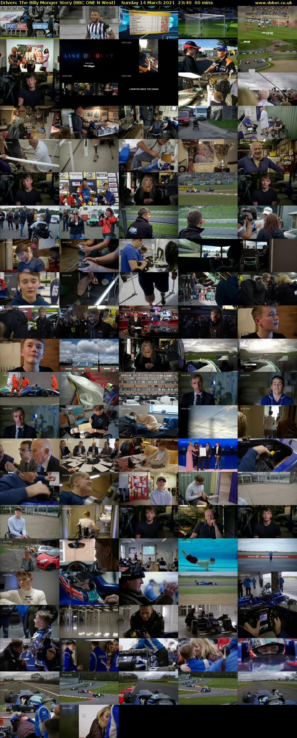 Driven: The Billy Monger Story (BBC ONE N West) Sunday 14 March 2021 23:40 - 00:40