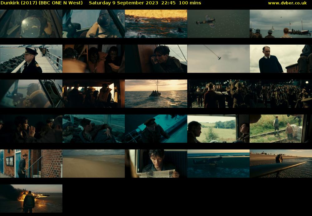 Dunkirk (2017) (BBC ONE N West) Saturday 9 September 2023 22:45 - 00:25