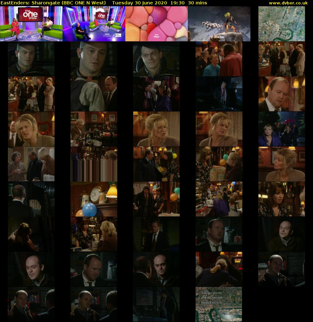 EastEnders: Sharongate (BBC ONE N West) Tuesday 30 June 2020 19:30 - 20:00