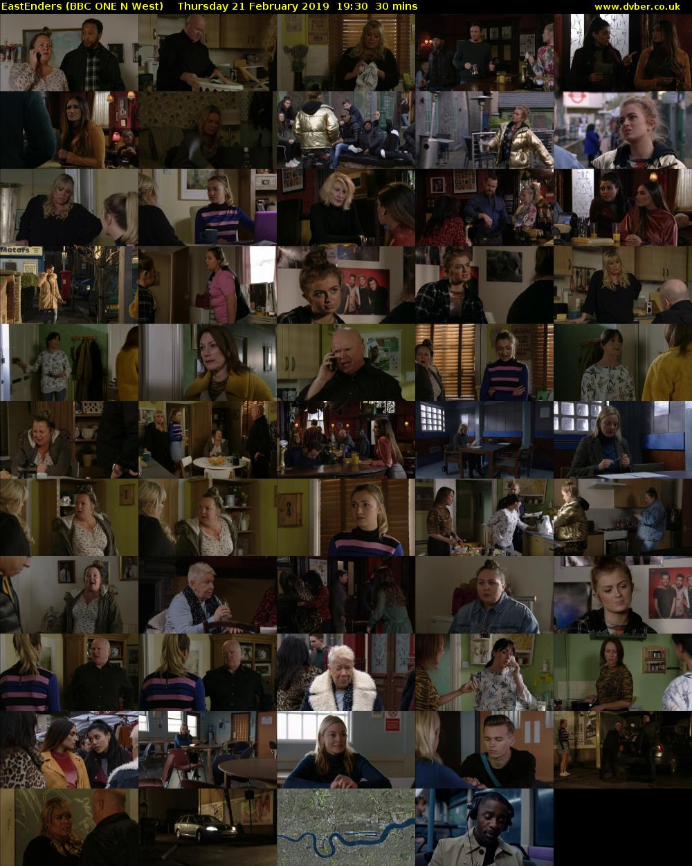EastEnders (BBC ONE N West) Thursday 21 February 2019 19:30 - 20:00