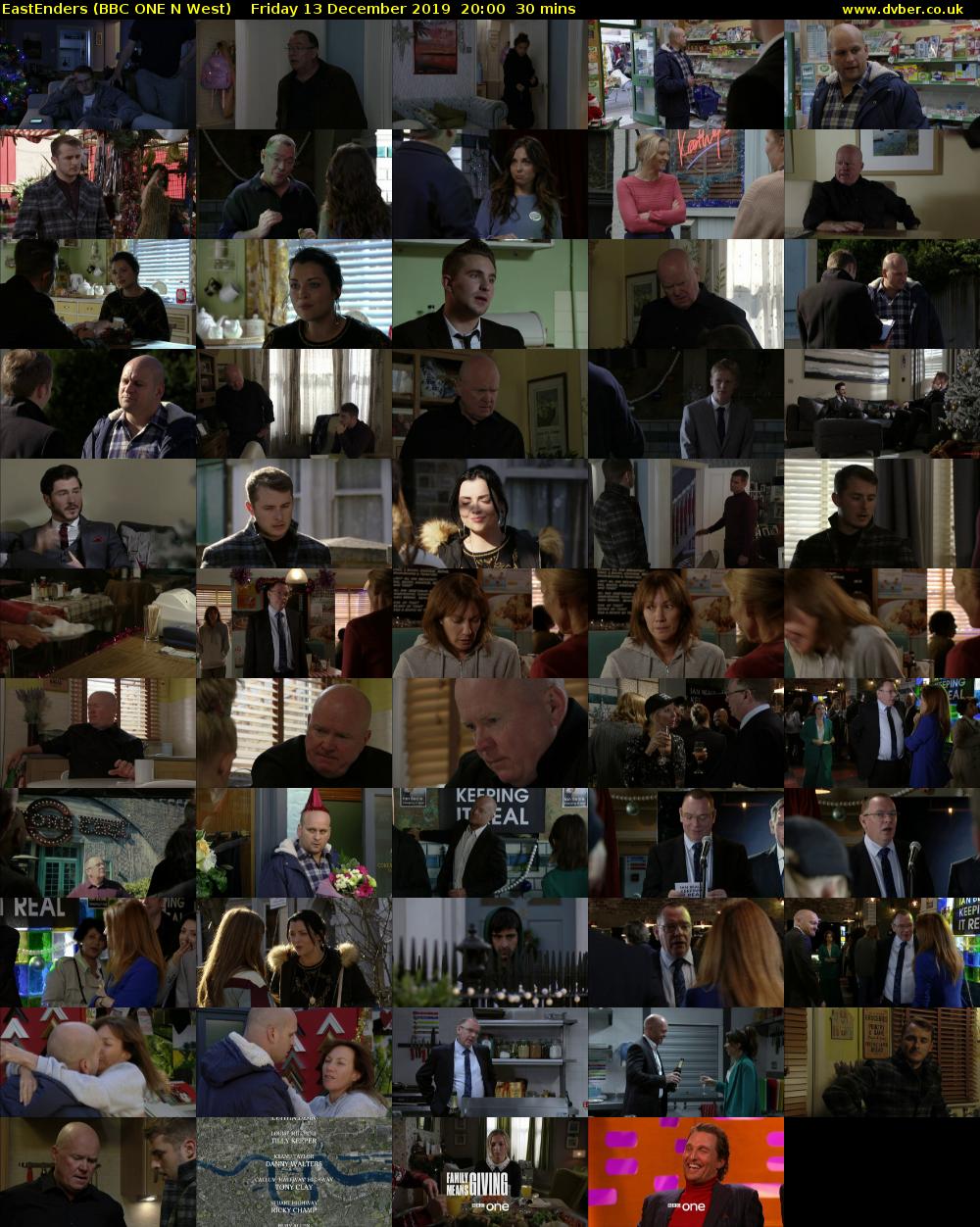 EastEnders (BBC ONE N West) Friday 13 December 2019 20:00 - 20:30