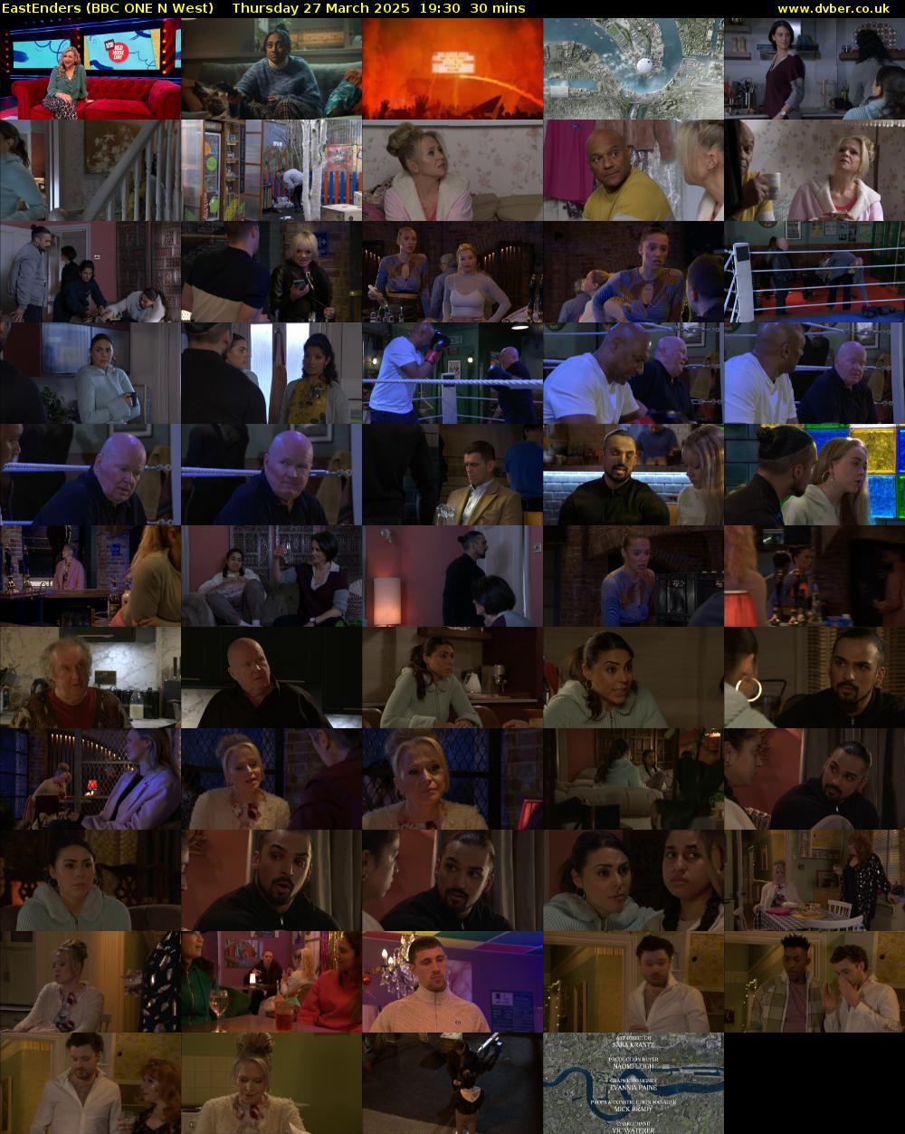 EastEnders (BBC ONE N West) Thursday 27 March 2025 19:30 - 20:00