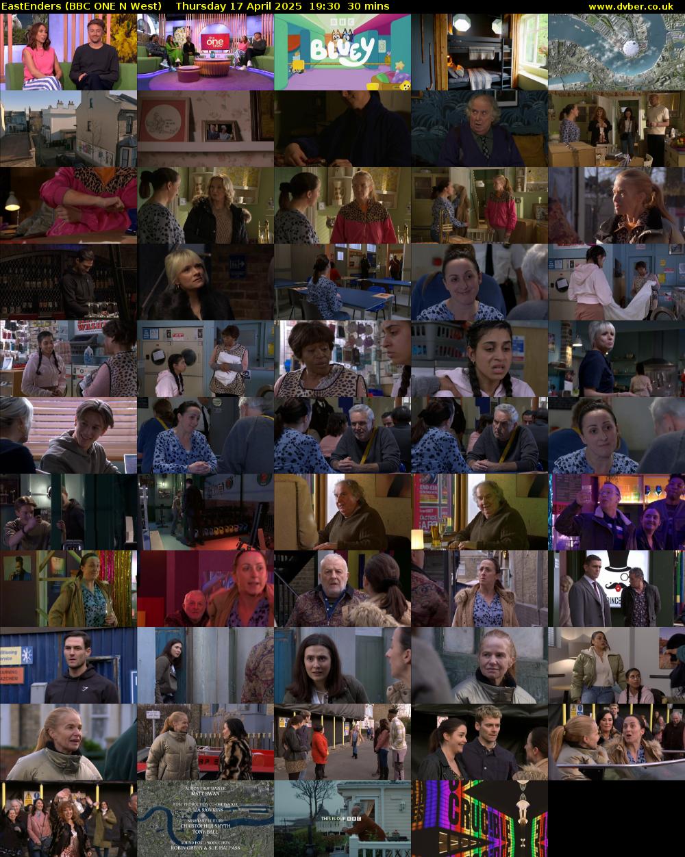 EastEnders (BBC ONE N West) Thursday 17 April 2025 19:30 - 20:00