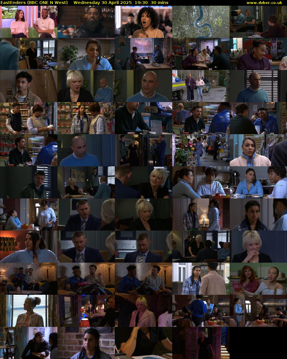 EastEnders (BBC ONE N West) Wednesday 30 April 2025 19:30 - 20:00
