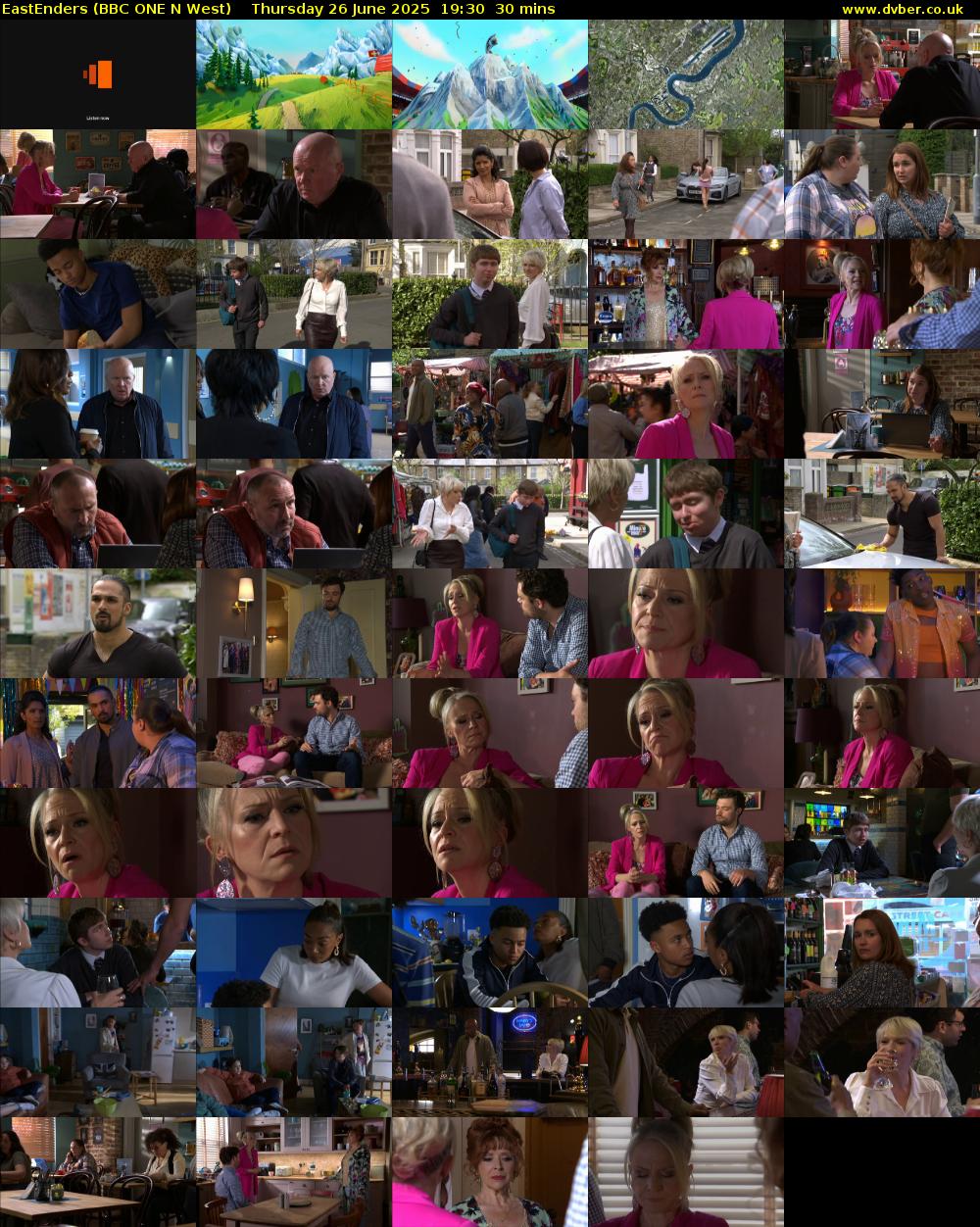 EastEnders (BBC ONE N West) Thursday 26 June 2025 19:30 - 20:00