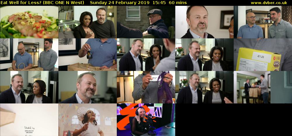 Eat Well for Less? (BBC ONE N West) Sunday 24 February 2019 15:45 - 16:45