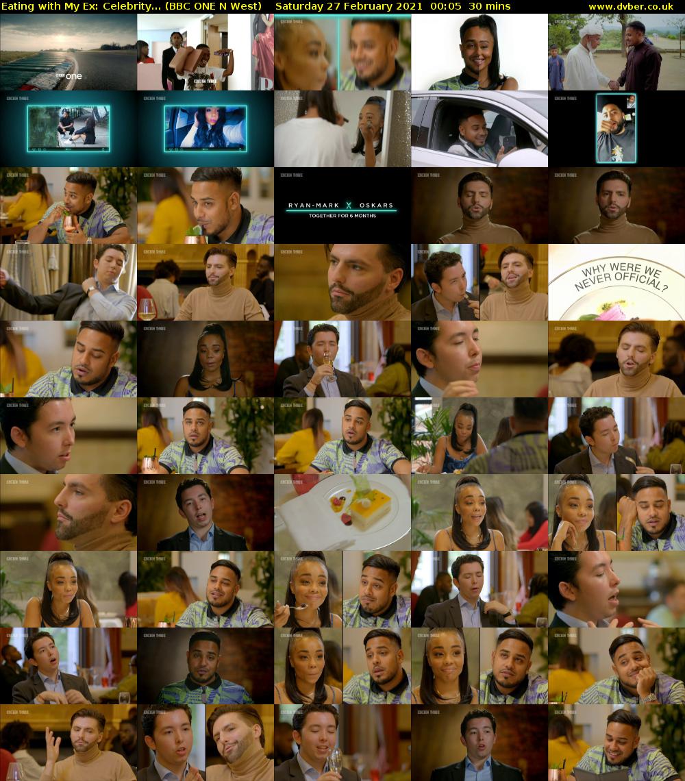 Eating With My Ex: Celebrity... (BBC ONE N West) Saturday 27 February 2021 00:05 - 00:35