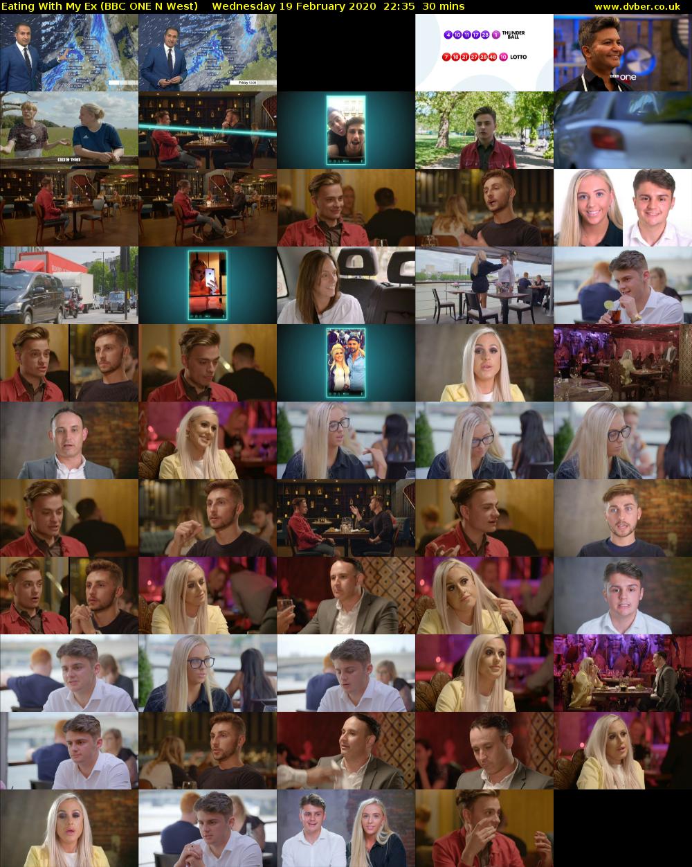 Eating with My Ex (BBC ONE N West) Wednesday 19 February 2020 22:35 - 23:05