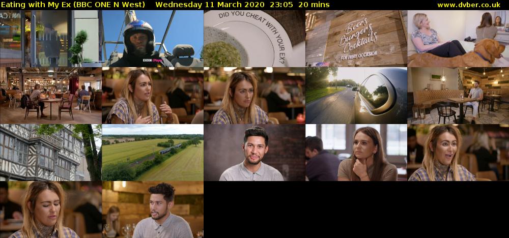 Eating with My Ex (BBC ONE N West) Wednesday 11 March 2020 23:05 - 23:25