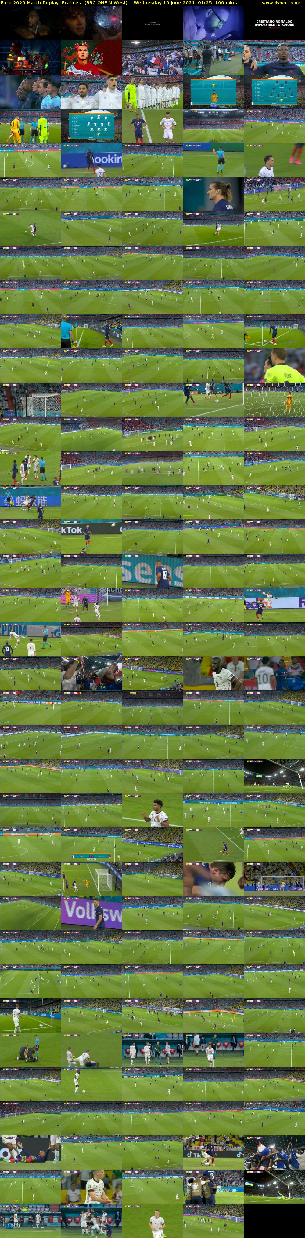 Euro 2020 Match Replay: France... (BBC ONE N West) Wednesday 16 June 2021 01:25 - 03:05