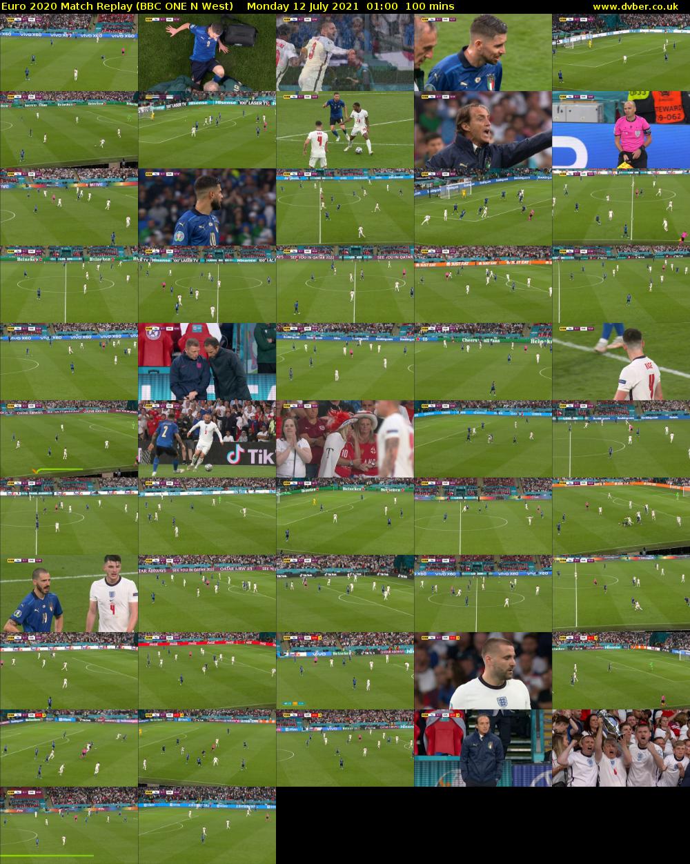 Euro 2020 Match Replay (BBC ONE N West) Monday 12 July 2021 01:00 - 02:40